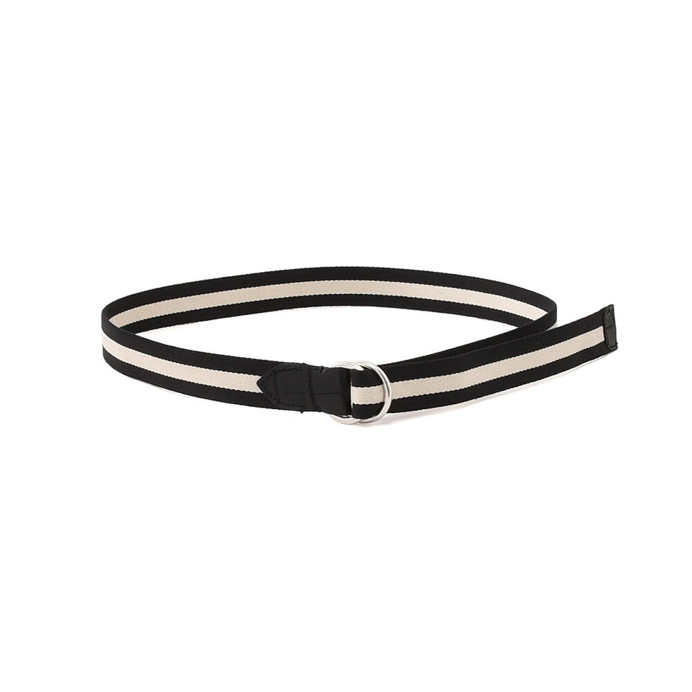 アルベルト ルティ　　ALBERTO LUTI　リングベルト メンズ リボンベルト コットン×型押しレザー ブラック×ホワイト 黒×白 30mm幅 ブランド刻印 シルバー真鍮バックル 国内正規品 でらでら 公式ブランド