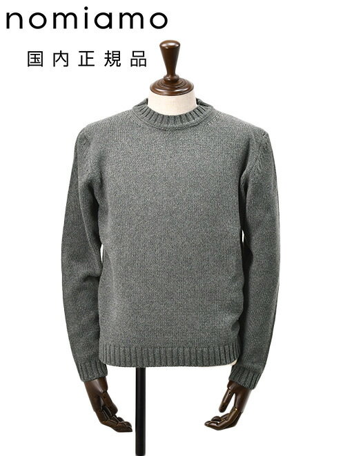Knit Sweater - ノミアモ　　nomiamo カシミヤニット メンズ MARIO マリオ カシミヤ100% チャコールグレー クルーネック ミドルゲージ サイドスリット 国内正規品 オクテット名古屋 公式ブランド