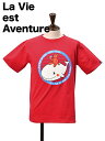 La vie est aventure ラ ヴィ エ アバンチュール 半袖Tシャツ メンズ クルーネックカットソー クジラに乗ったベア プリント レッド RE...