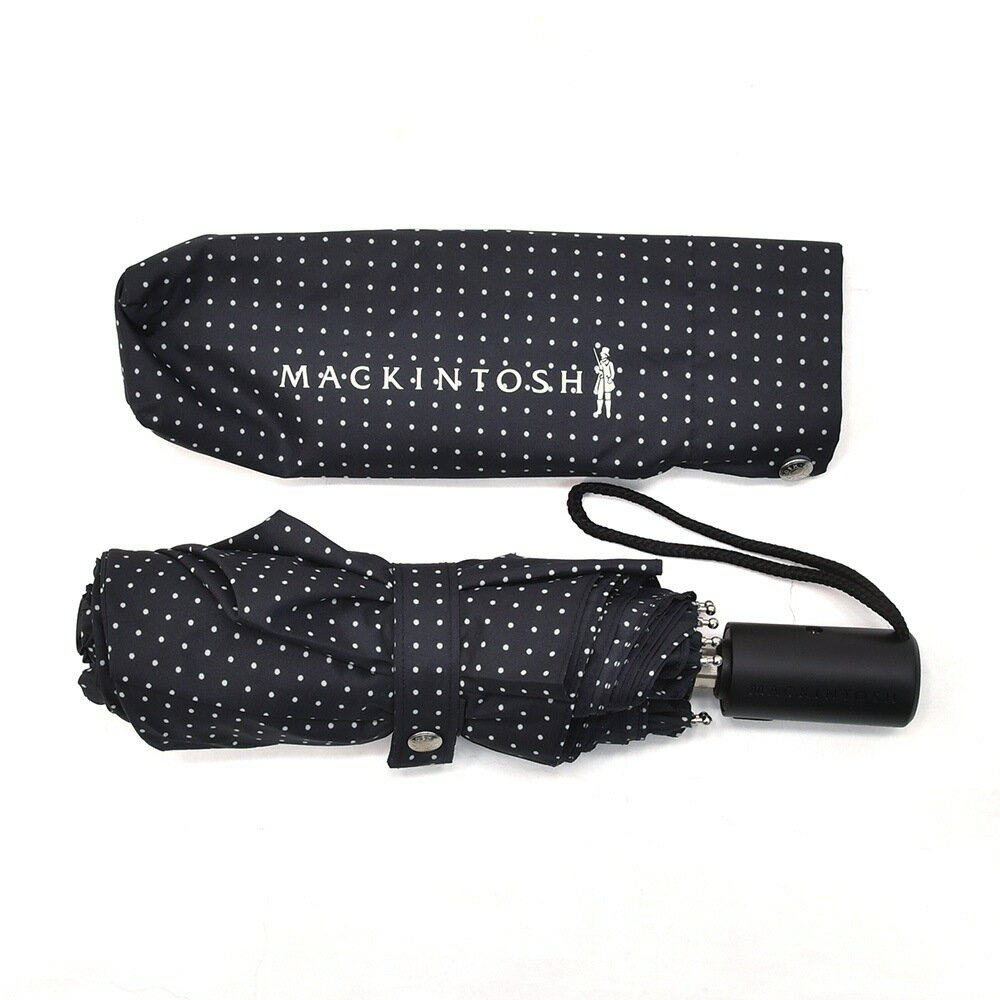 マッキントッシュ　　MACKINTOSH 折り畳み傘 メンズ 晴雨兼用 ワンプッシュ オート開閉式 ポリエステル ネイビー×オフホワイト ピンドットデザイン 国内正規品 でらでら公式 ブランド
