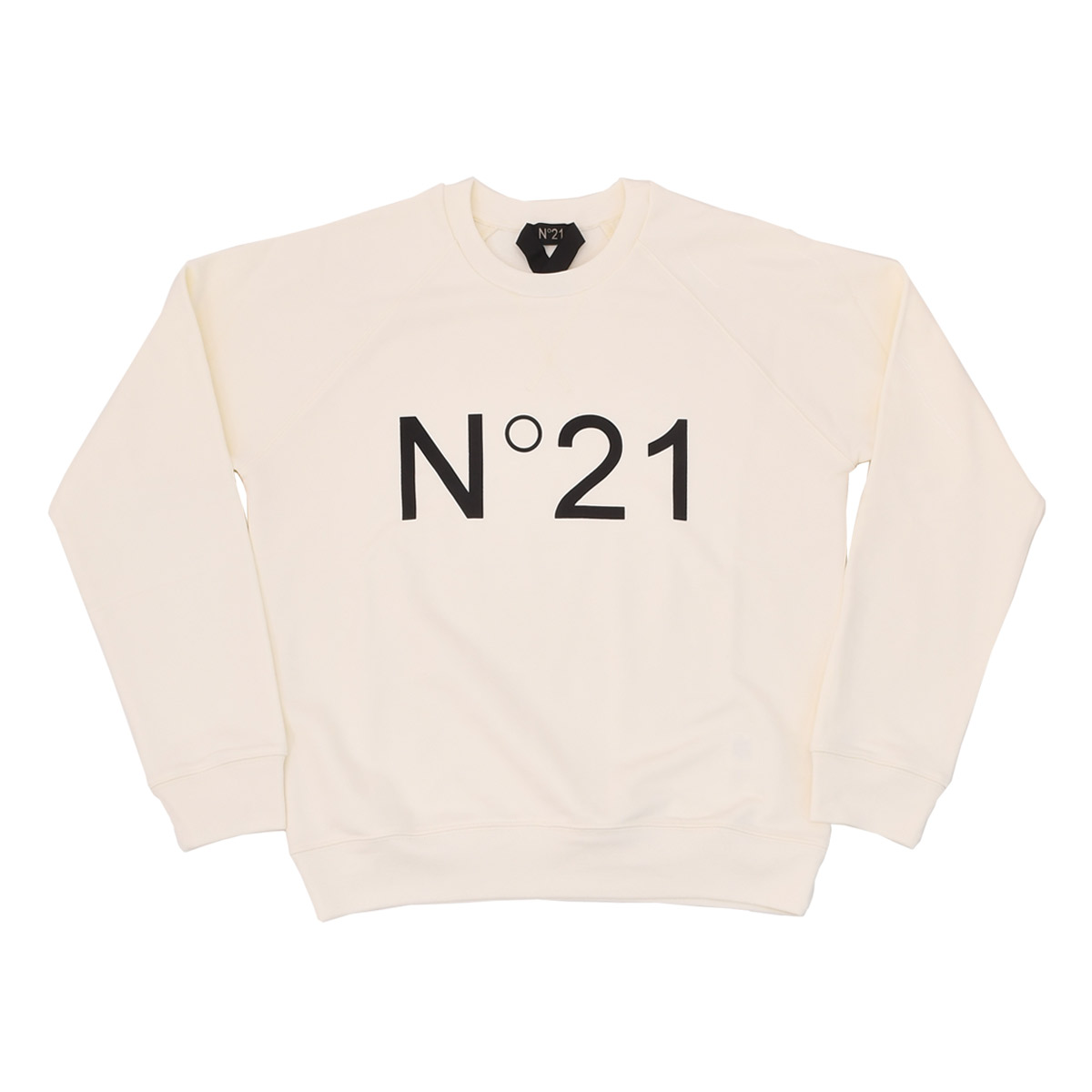 ヌメロ ヴェントゥーノ　　N°21 長袖トレーナー メンズ スウェットシャツ ブランドロゴプリント オフホワイト クルーネック仕様 裏パイル ラグランスリーブ リラックスフィット 国内正規品 でらでら公式 ブランド 2