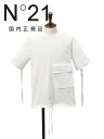 ヌメロ ヴェントゥーノ N°21 半袖Tシャツ メンズ クルーネックカットソー ビッグフラップポケット ホワイト 白 パームツリータグ コットンジャージー テープデザイン レギュラーフィット 国内正規品 でらでら公式 ブランド