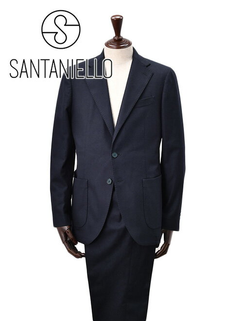 サンタ二エッロ SANTANIELLO シングルスーツ メンズ セットアップ ウールナイロンカシミア ストレッチ V797MF ネイビー 紺 2つ釦シングルジ...