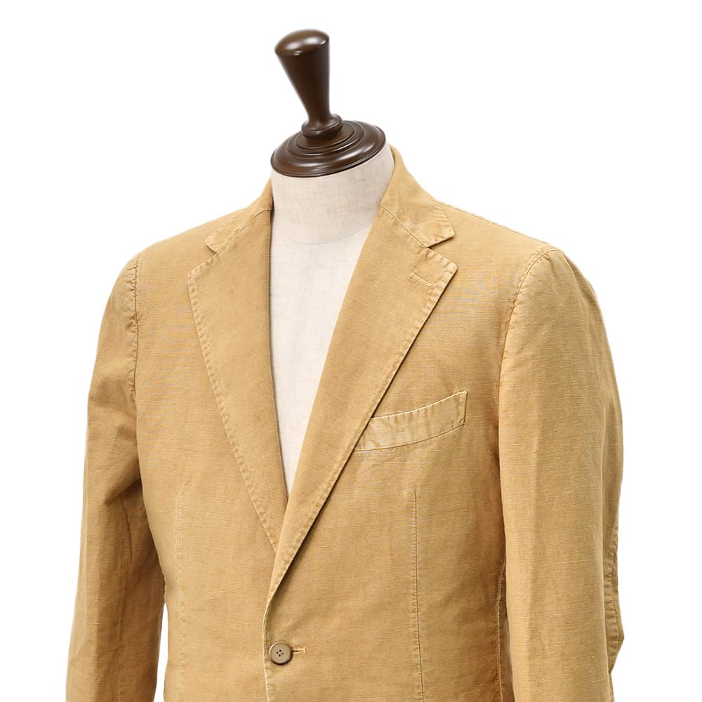 サンタ二エッロ　　SANTANIELLO シングルスーツ メンズ セットアップ コットンリネン 綿麻 vl797 サンドベージュ 2Bジャケット×1プリーツスラックス 製品洗い 国内正規品 でらでら 公式ブランド
