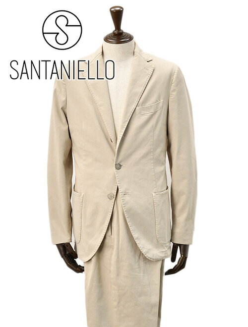 サンタ二エッロ SANTANIELLO シングルスーツ メンズ セットアップ ストレッチコットンツイル VL799MF ベージュ 段返り3つ釦シングルジャケッ...
