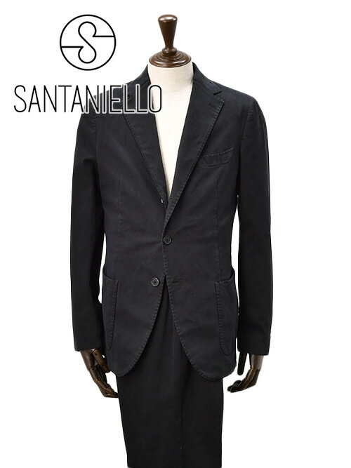 サンタ二エッロ SANTANIELLO シングルスーツ メンズ セットアップ ストレッチコットンツイル VL799MF ブラック 黒 段返り3つ釦シングルジャ...