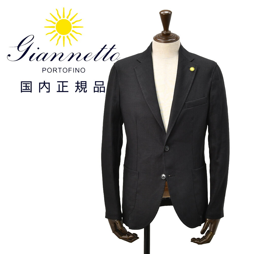 樂天商城 - ジャンネット　　GIANNETTO シャツジャケット メンズ シングルジャケット CORALLO コラッロシリーズ リネン100％生地 ブラック 黒 軽量&薄手 背抜き仕様 イタリア製 国内正規品 オクテット