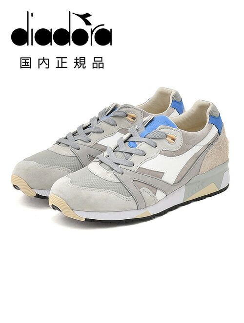 ディアドラ ヘリテージ　　Diadora Heritage レザースニーカー メンズ ローカットシューズ N9000 ITALIA グレー×ライトブルー ストーンウォッシュ加工 ランニングシューズ型 国内正規品 で らでら公式 ブランド