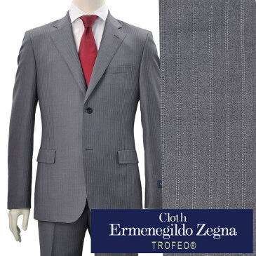 Cloth by Ermenegildo Zegna エルメネジルド ゼニア　ビジネススーツ メンズ TORFEO トロフェオ グレーストライプ 微光沢感 エレガント スリム 2つボタンシングル