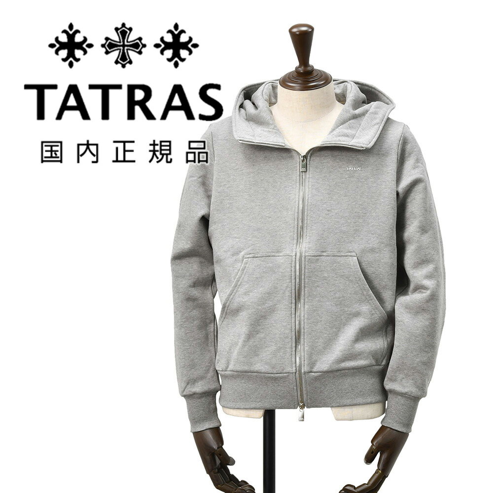樂天商城 - タトラス　　TATRAS ジップアップパーカー メンズ スウェットパーカー フェルダ FELDA シルケットコットン グレー 左袖エンボスロゴ 裏パイル仕様 レギュラーフィット 国内正規品 でらでら公式 ブランド