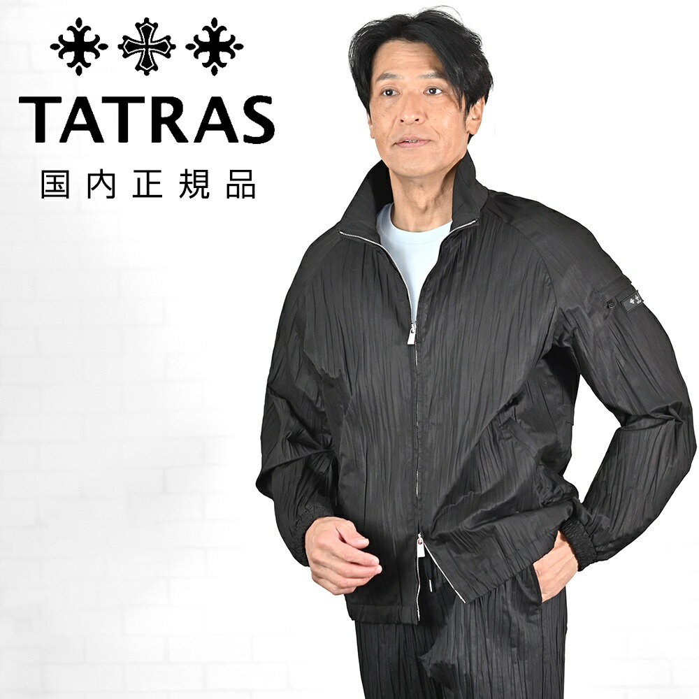 Rakuten - タトラス　　TATRAS スイングトップブルゾン メンズ ライトアウター レロス LEROS シワ加工コットンツイル ブラック 黒 ラグランスリーブ レギュラーフィット 国内正規品 でらでら 公式ブランド