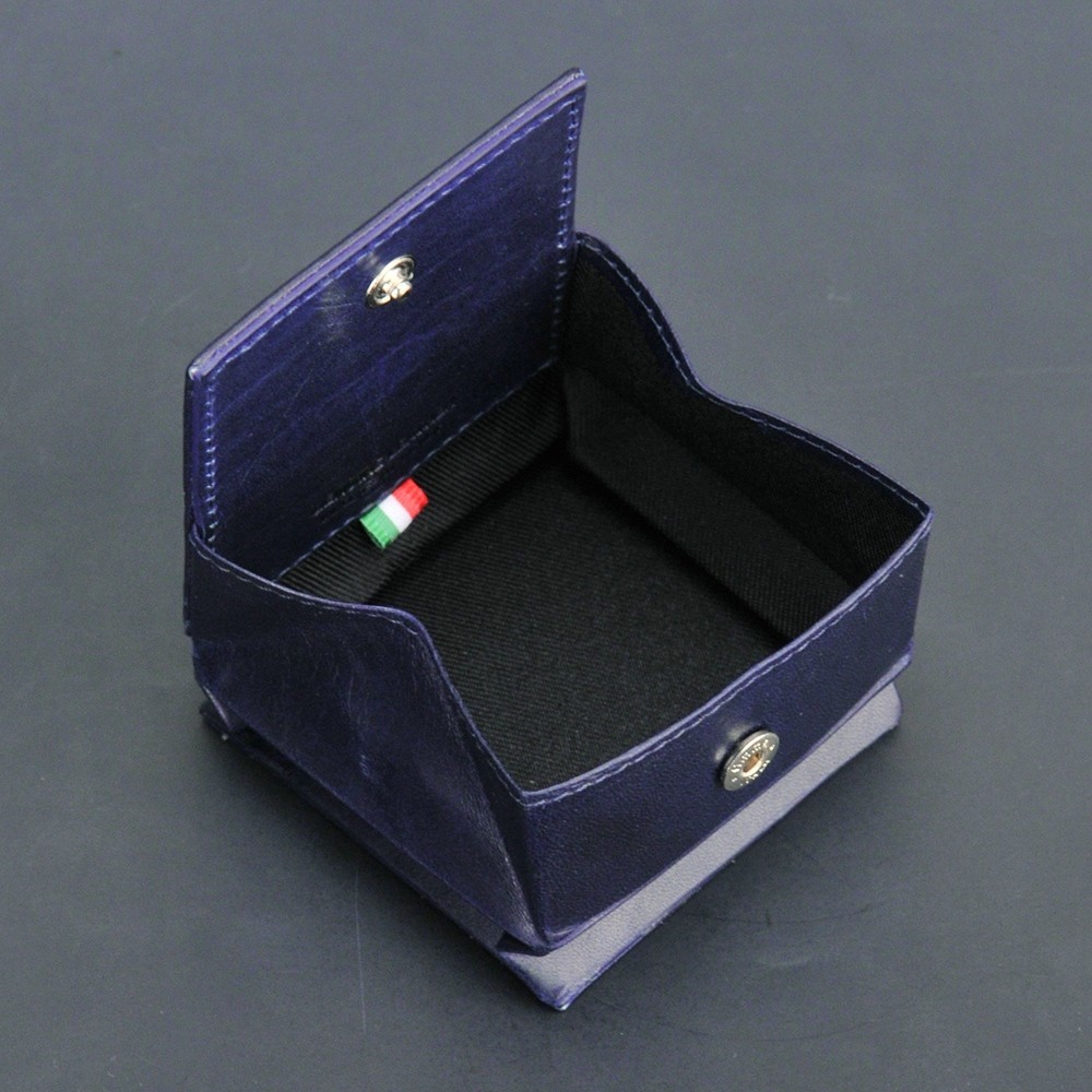 メンズセレクトshopオクテット公式のTRIANGOLO トリアンゴロ　イタリア製バケッタレザー ネイビーブルー 青 小銭入れ コインケース プレゼント ギフト｜アングル3
