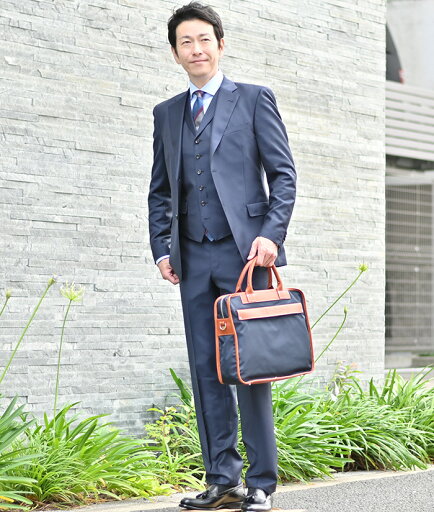 【SS限定価格60】エルメネジルド ゼニア  cloth by Ermenegildo Zegna シングルスーツ メンズ 2ボタンフロント ネイビー ヘリンボン織り Superlativo スペルラティボ TROFEO トロフェオ ウール ノッチドラペル 日本製