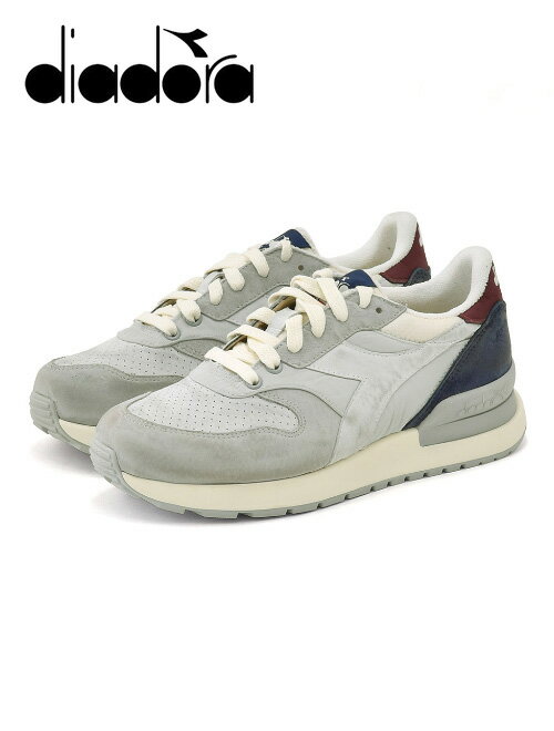 ディアドラ ヘリテージ　　Diadora Heritage スニーカー メンズ ローカットシューズ CONQUEST LEGACY カーフレザー ライトグレー ストーンウォッシュ加工 レースアップ でらでら イタリアブランド