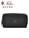 フェリージ felisi ナイロンポーチ 282/1/DS レザーコンビ スクエア型 ブラック コンパクト 軽量 ブランドエンブレム ユニセックス ギフト 贈り物 国内正規品 でらでら 公式ブランド(4)