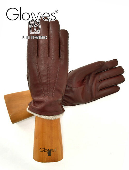 グローブス gloves レザーグローブ メンズ ラムレザー 手袋 3本ラインデザイン カシミヤニット裏地 CA1107 ルビー ワインレッド ギフト プレゼント イタリア製 でらでら 公式ブランド