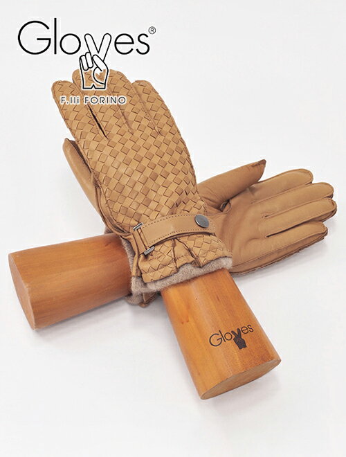 グローブス　手袋（メンズ） グローブス　　gloves ラムレザーグローブ メンズ CA741 革手袋 ベージュ イントレチャート 編み込み イタリア製 カシミアニット裏 贈り物 プレゼント でらでら 公式ブランド