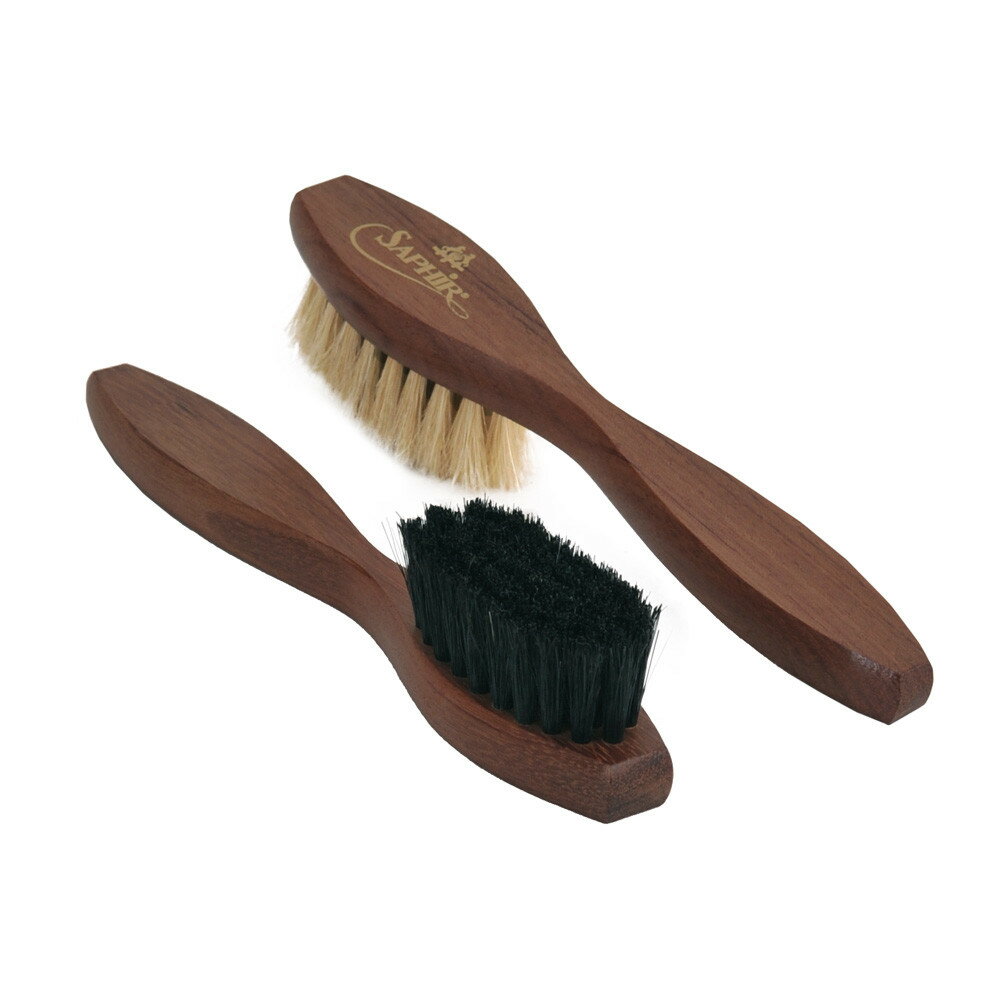サフィールノワール　　Saphir Noir 靴磨きブラシ 豚毛 ブリストルハンドルタイプのブラシ スエードシューズ でらでら 公式ブランド