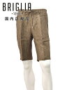 【ポイント8倍 7/19 9:59まで】ブリリア BRIGLIA1949 イージーショーツ メンズ ハーフパンツ OLBIAS Active Linen アクティブリネン生地 ブラウン×ベージュ ストライプ柄 バックシャーリング仕様 ドローコード調節 国内正規品 でらでら公式 ブランド