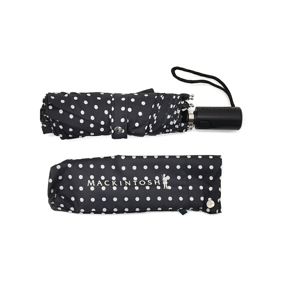 【今ならポイント5倍】マッキントッシュ　　MACKINTOSH 折り畳み傘 ワンプッシュ オート開閉式 ポリエステル ネイビー×オフホワイト ドット柄デザイン ブランドロゴ 男女兼用 プレゼント 贈り物 国内正規品 でらでら公式 ブランド