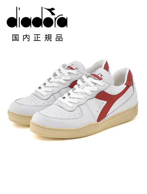 ディアドラ ヘリテージ　　Diadora Heritage レザースニーカー メンズ ローカットシューズ MI BASKET ROW USED マイバスケット ホワイト×レッド ユーズド加工 国内正規品 で らでら公式 ブランド