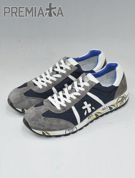 プレミアータ ホワイト　　PREMIATA WHITE 国内正規品 メンズスニーカーネイビー＆ブラウン LUCY ルーシー 起毛革コンビ 白ミドルソール ローカットシューズ でらでら 公式ブランド