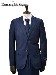 エルメネジルド・ゼニア 【2,000円offクーポン!】エルメネジルド ゼニア cloth by Ermenegildo Zegna シングルスーツ メンズ 2ボタンフロント ネイビー TROPICAL　トロピカル サマーウール ストライプ柄 Superlativo スペルラティボ 日本製 ブランド