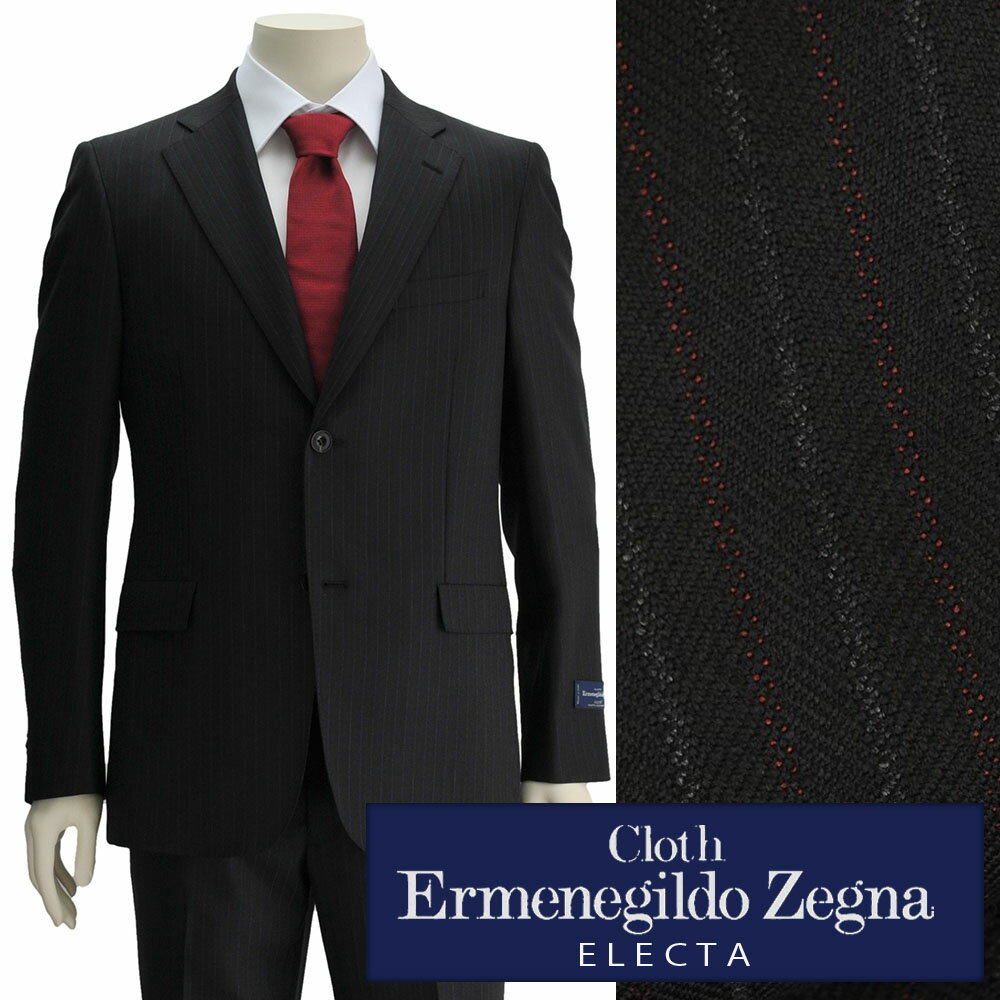 エルメネジルド・ゼニア 【マラソン期間中 70%off】cloth by Ermenegildo Zegna エルメネジルド ゼニア メンズスーツ ELECTA エレクタ ブラック＆レッド＆ホワイト 3色ストライプ ウール 2つボタンシングル