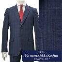 【アーリーサマーsale 80%off】エルメネジルドゼニア　　cloth by Ermenegildo Zegna ビジネススーツ メンズ TRAVELLER トラベラー ウール ブルーネイビー 青ウインドーペン織り スリムフィット2つボタン シングル でらでら 公式ブランド