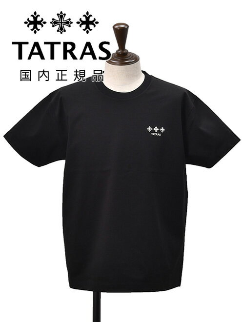 楽天でらでら メンズセレクトショップタトラス　　TATRAS 半袖Tシャツ メンズ ヌンキ NUNKI クルーネックカットソー ブラック 黒 40ゲージスムースコットン 背面刺繍ロゴ リラックスフィット 国内正規品 でらでら公式 ブランド