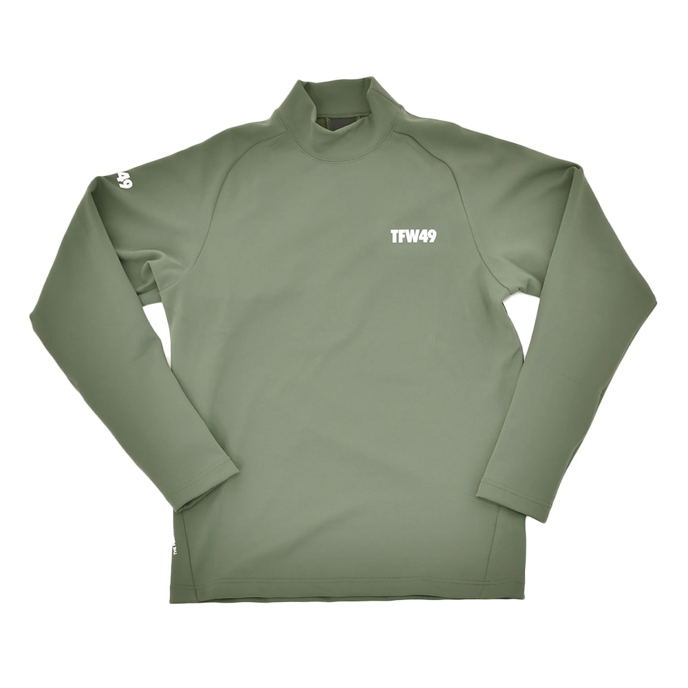 TFW49　　ティーエフダブリューフォーティーナイン モックネック メンズ 長袖 サイドメッシュ 2WAYストレッチ 吸水速乾 モスグリーン ダンボールニット素材 ゴルフ 国内正規品 でらでら 公式ブランド