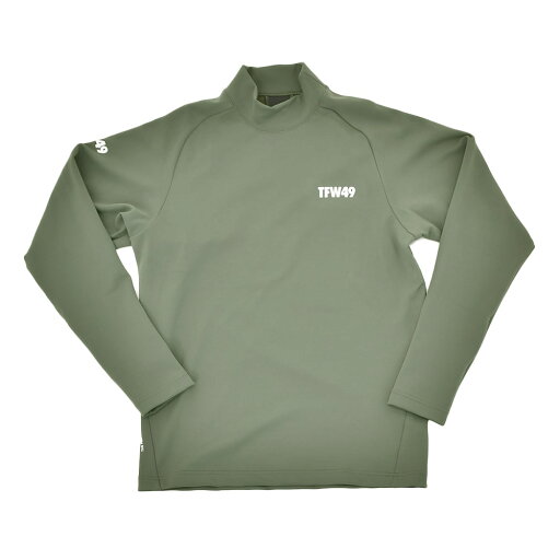 TFW49  ティーエフダブリューフォーティーナイン モックネック メンズ 長袖 サイドメッシュ 2WAYストレッチ 吸水速乾 モスグリーン ダンボールニット素材 ゴルフ 国内正規品 でらでら 公式ブランド