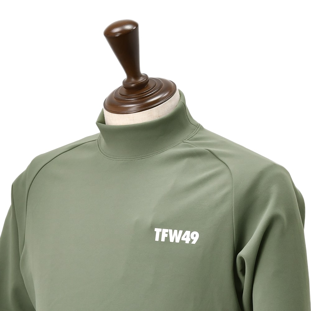 TFW49　　ティーエフダブリューフォーティーナイン モックネック メンズ 長袖 サイドメッシュ 2WAYストレッチ 吸水速乾 モスグリーン ダンボールニット素材 ゴルフ 国内正規品 でらでら 公式ブランド