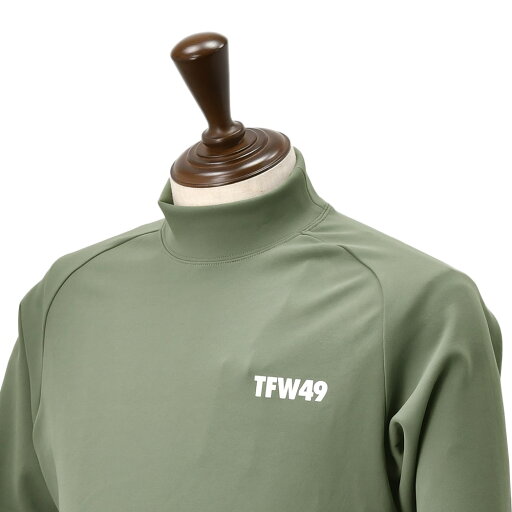 TFW49  ティーエフダブリューフォーティーナイン モックネック メンズ 長袖 サイドメッシュ 2WAYストレッチ 吸水速乾 モスグリーン ダンボールニット素材 ゴルフ 国内正規品 でらでら 公式ブランド