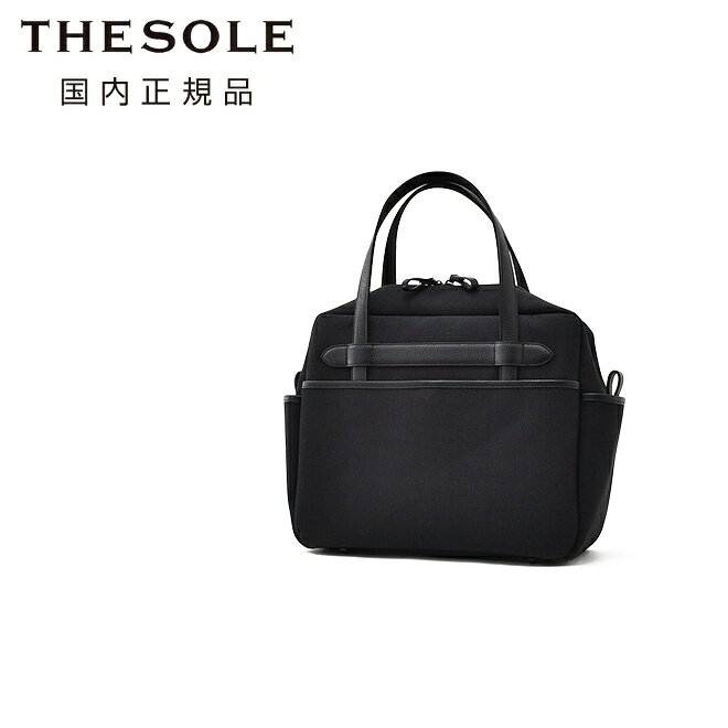 乐天商城 - ザソール　　THE SOLE ブリーフケース メンズ ビジネスバッグ STEVE ファスナー開閉式 キャンバス×防水レザー ブラック 黒 内側人工スエード スクエアフォルム 大容量 国内正規品 でらでら公式 ブランド