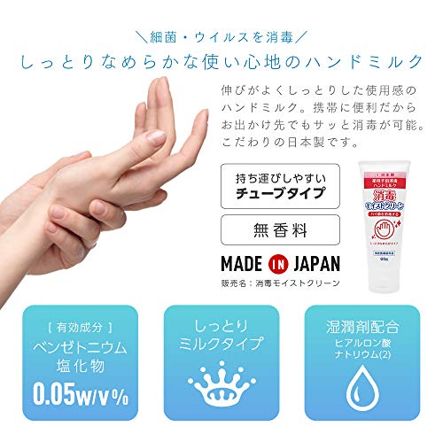 3本セット アイメディア(Aimedia) ハンドミルク 消毒モイストクリーン ハンドクリーム 日本製 60g アルコール除菌 除菌 消毒 60g 2F-A
