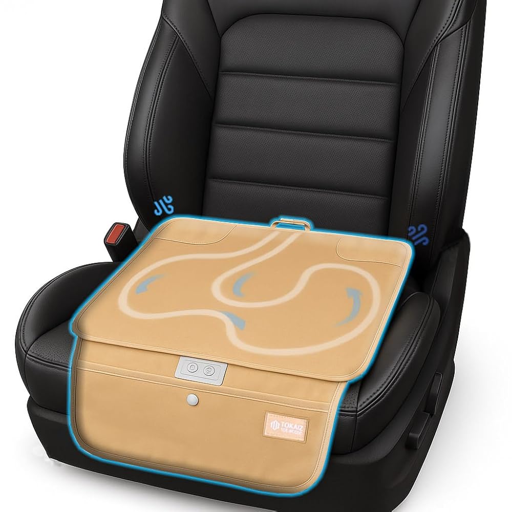 TOKAIZ 【2025年新発想】 水冷クッション 車 冷却座布団 USB給電 送風ファン内蔵 クーラーシート TCE-W..