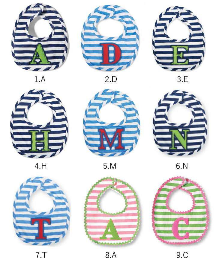 マッドパイ Mud pie initial bib よだれかけ スタイ イニシャルビブ 涎掛け スタイ イニシャルビブ プレゼント ギフト 出産祝い 赤ちゃん ベビー お洒落 おしゃれ かわいい ストライプ 男の子 女の子 2