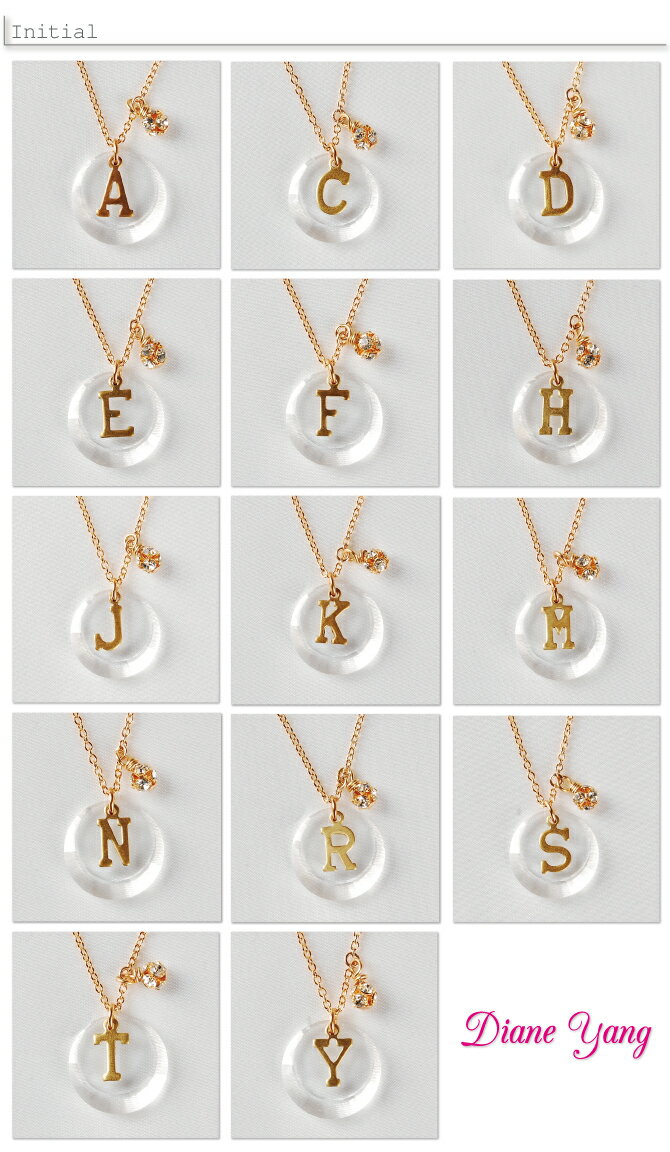 ダイアン ヤン Diane Yang Designs SWAROVSI INITIAL イニシャル ネックレス ペン...