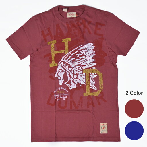 HAWKE&DUMAR Tシャツ INDIAN HEAD デザインTシャツ メンズ カットソー 半袖 トップス ロゴ クルーネック プリント 春 夏 カジュアル かっこいい お出かけ おしゃれ お洒落
