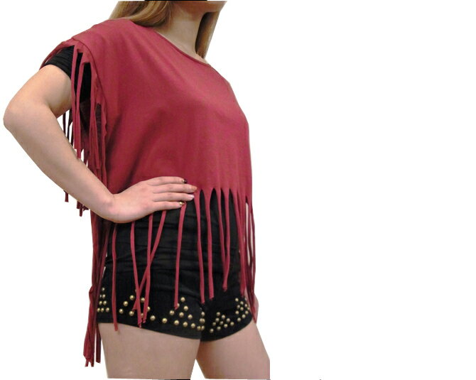 エビルツイン EVIL TWIN WEAR & TEAR レディース フリンジトップス トップス フリンジ ショート丈 Tシャツ ダンス 体系カバー おしゃれ お洒落 お出かけ カジュアル