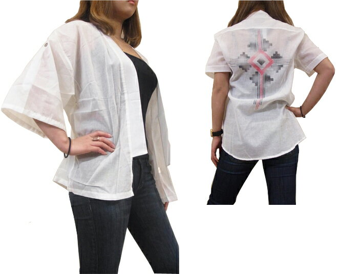 樂天商城 - As Is KIMINI WOVEN レディース 羽織り 半袖 シャツ ジャケット トップス ゆったり 涼しい カジュアル 春 夏 シンプル 柄 透け感 大人 お洒落 お洒落 モード