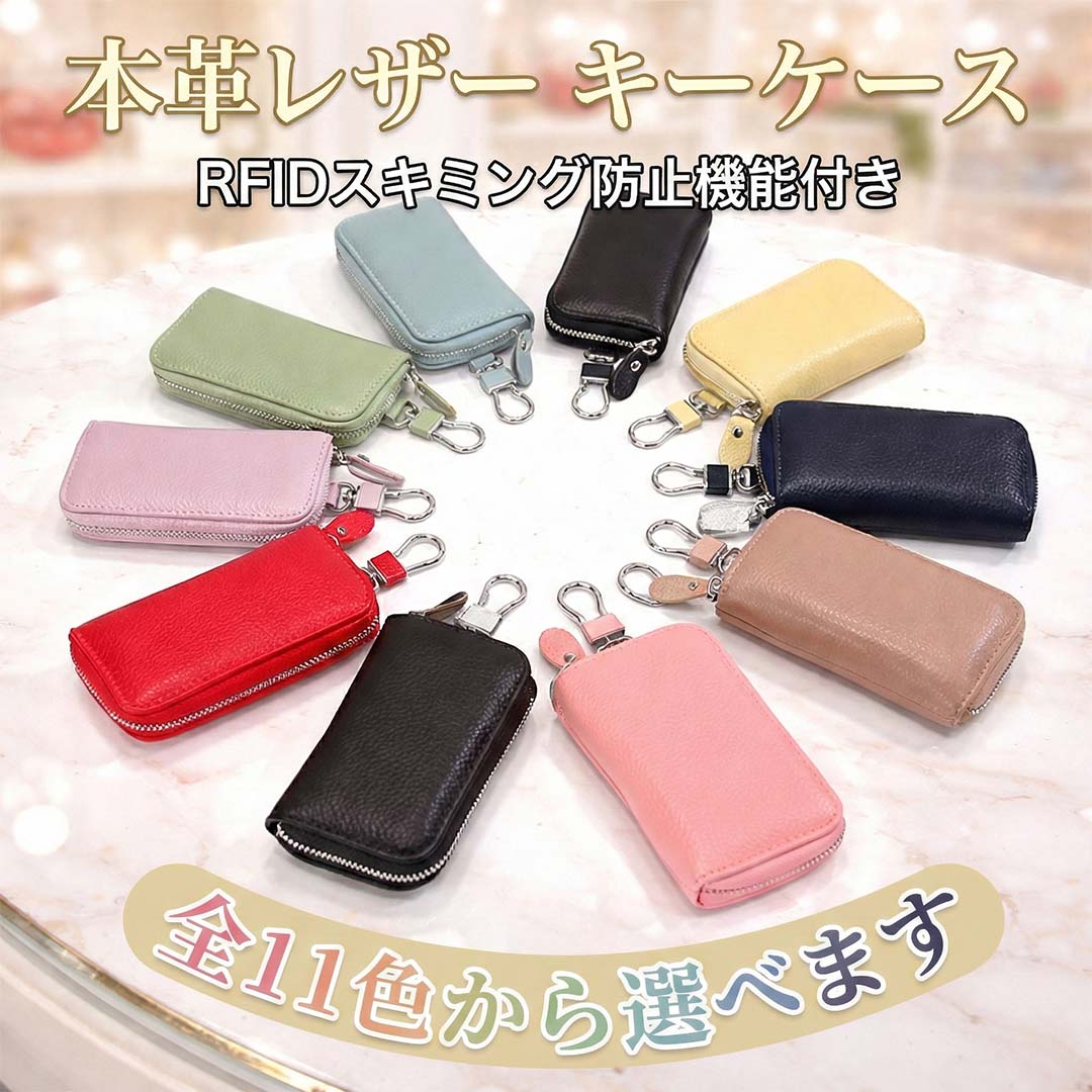 Rakuten - キーケース レディース メンズ 本革 スマートキー 6連 カラビナ スキミング防止 ICカード収納 コンパクト 小さい 取り外し
