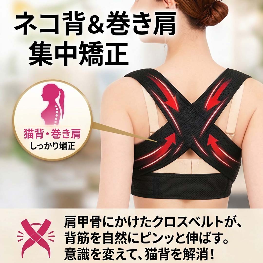 猫背矯正ベルト 姿勢サポーター 巻き肩 矯正 改善 下着 バストアップブラ 補正下着 レディース 背筋矯正ベルト 背中 サポーター 姿勢矯正 育乳 脇肉 姿勢 補正 インナー 背筋 伸ばす 育乳ブラ スタイルアップ メッシュ 通気性 deruderu-10000210 デルデルSHOP サンプル画像3
