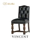 VINCENT ヴィンセントシリーズ 英国調 ダイニングチェア サイドチェア チェアー 椅子 イス アンティーク調 レトロ クラシカル かっこいい 店舗什器 食卓 応接室 書斎 木製 輸入家具 合成皮革 合皮 黒 ブラック 9002-5P32B