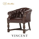 VINCENT ヴィンセントシリーズ ラウンジチェア アームチェア パーソナルチェア 1人掛け シングル チェアー 椅子 肘掛けイス いす 英国調 アンティーク調 レストラン ラウンジ サロン クラシック 伝統的 かっこいい おしゃれ 輸入家具 合皮 合成皮革 茶色 ブラウン 9003-5P38B