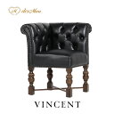 チェア アンティーク調 英国調 コーナーチェア アームチェア 一人掛け 椅子 イス いす ひじ掛け VINCENT ヴィンセントシリーズ ブリティッシュスタイル クラシカル レトロ かっこいい 店舗什器 お店 レストラン ホテル サロン 輸入家具 合成皮革 合皮 黒 ブラック 9007-5P32B
