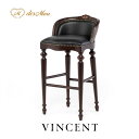 VINCENT ヴィンセント カウンターチェア バーチェア バースツール ハイスツール ハイチェア 椅子 イス いす チェアー 木製 ロココ調 アンティーク調 エレガント クラシック レトロ おしゃれ レストラン バー カフェ ラウンジ 店舗 輸入家具 合皮 黒 ブラック 9009-5P32