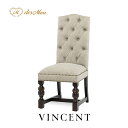 VINCENT ヴィンセントシリーズ 英国調 ハイバック ダイニングチェア チェアー 椅子 イス アンティーク調 レトロ クラシカル おしゃれ かっこいい 店舗什器 食卓 応接室 書斎 ディスプレイ レストラン カフェ ホテル 木製 輸入家具 合成皮革 合皮 ライトグレー 9002-H-5P101B