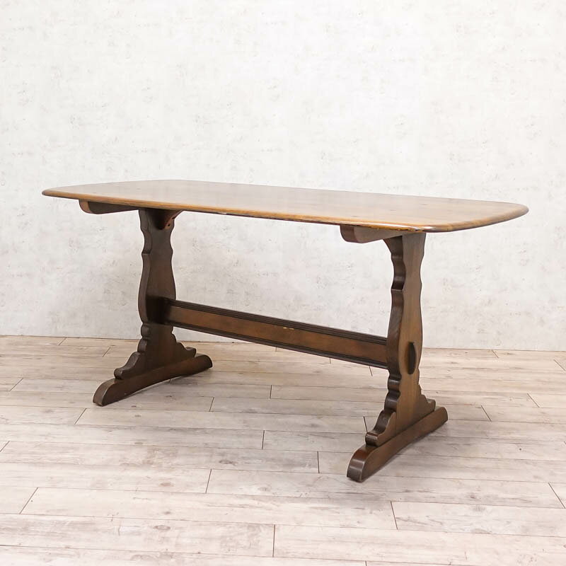 アンティーク テーブル リフェクトリーテーブル ダイニングテーブル 食卓テーブル 木製 ディスプレイ台 ERCOL社製 アーコール エルム材 1960年代 イギリス 英国 おしゃれ 高級 ヴィンテージ 店舗什器 レトロ クラシック ダイニング 応接室 ヨーロピアン インテリア d_70309 [2]